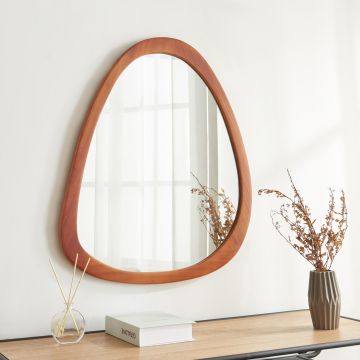Specchio da Parete Jomala 70 x 60 cm Cornice Asimmetrica in Effetto Legno [en.casa]