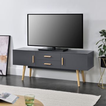 Mobile Porta TV con 2 Armadi e 2 Cassetti 140 x 40 x 56 cm Supporto TV con Passaggio Cavi Tavolino Consolle - Vari Colori