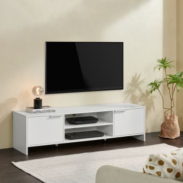 Mobile TV Stevns Armadio Basso 40 x 145 x 38 cm Bianco [en.casa] 